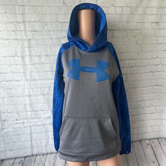 Under Armour Other - under armour loose coldgear blue & gray hoodie size YXL